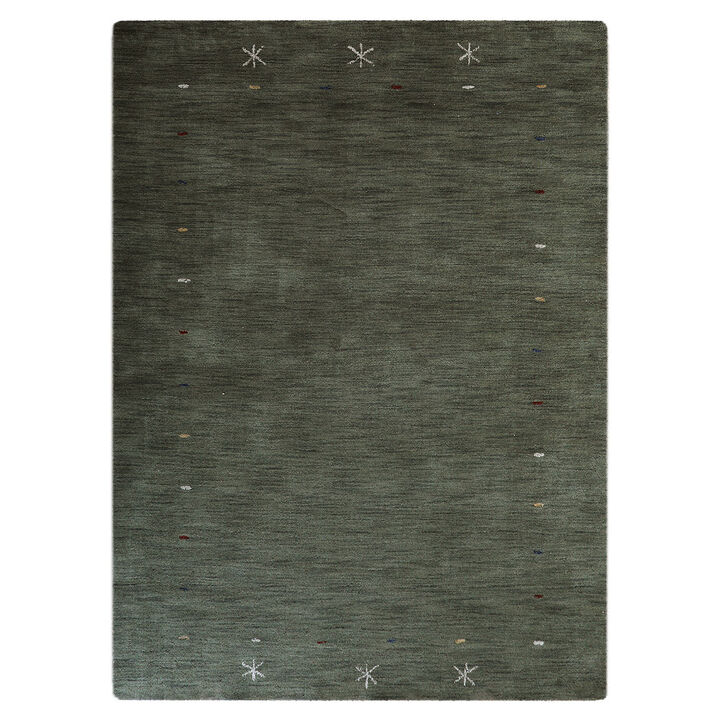 RUGSOTIC CARPETS HAND KNOTTED LOOM WOOL ECO-FRIENDLY AREA RUGS  - 3'x5', Rectangle, Green Color, Contemporary Modern Design, High Pile Thick Handmade Anti Skid Rugs for Living Room (L00109)