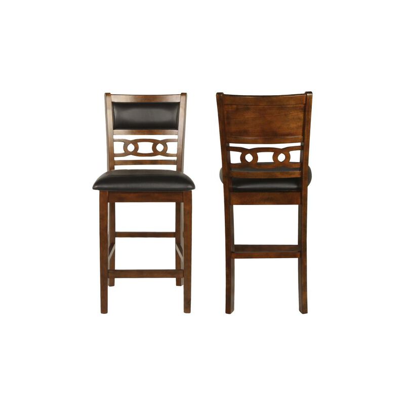 New Classic Furniture Furniture Gia Faux Leather Counter Chairs in Brown (Set of 2)