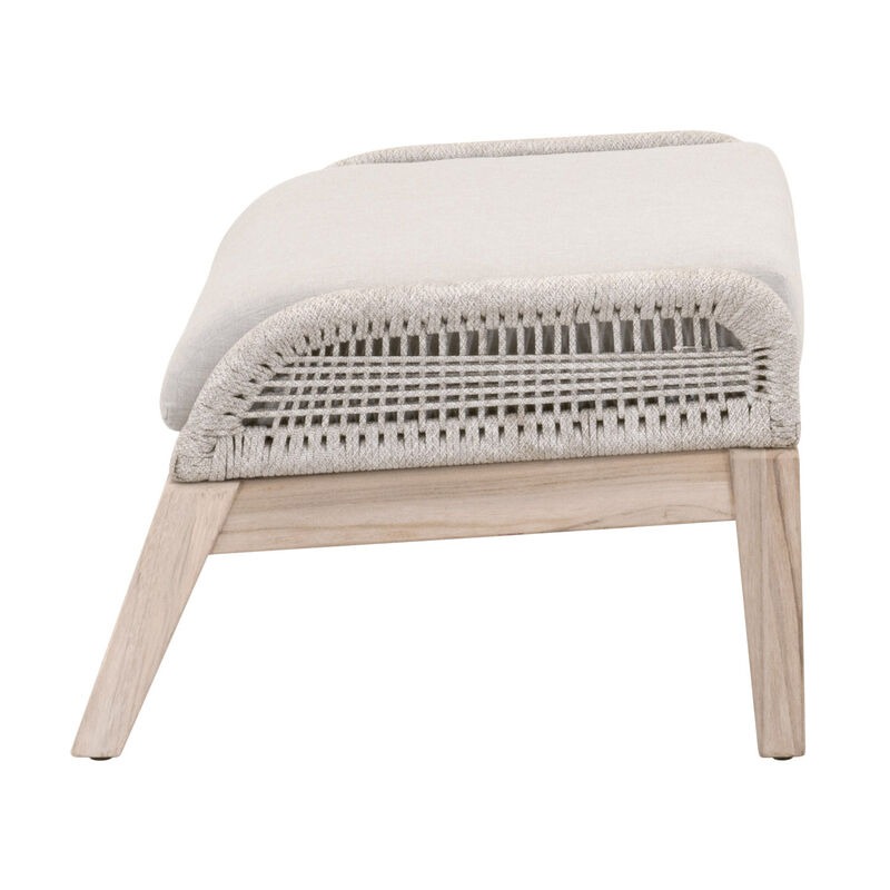 Loom Outdoor Footstool in Taupe & White