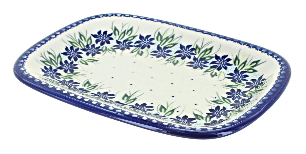 Blue Rose Polish Pottery Atlantis Small Rectangular Serving Platter