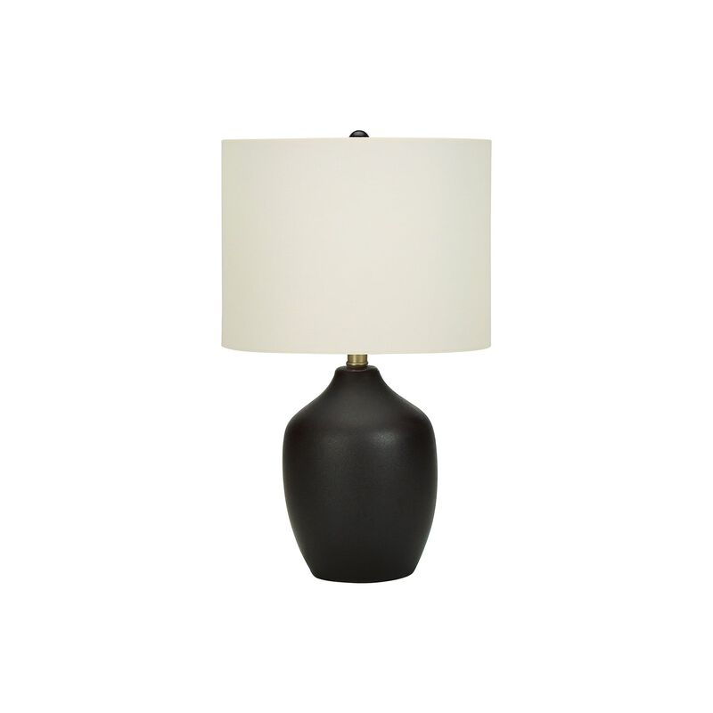 Monarch Specialties I 9708 - Lighting, 22"H, Table Lamp, Black Ceramic, Ivory / Cream Shade, Transitional