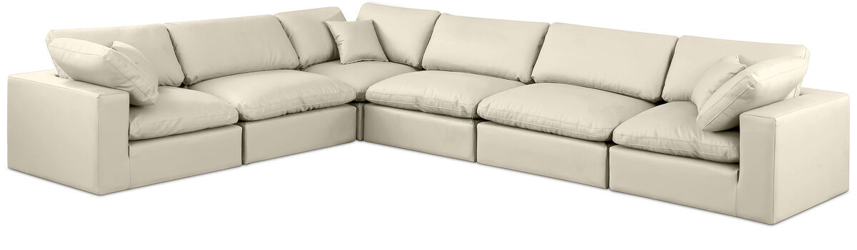 Meridian Furniture Comfy Cream Vegan Leather Modular Sectional