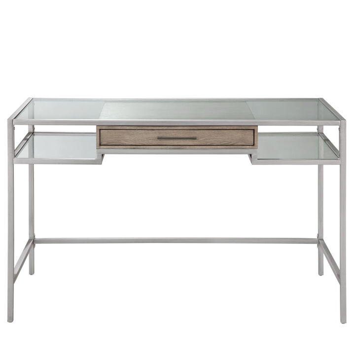 Gracie Mills Nakesha Metal Design With Tempered Glass Top Writing Desk