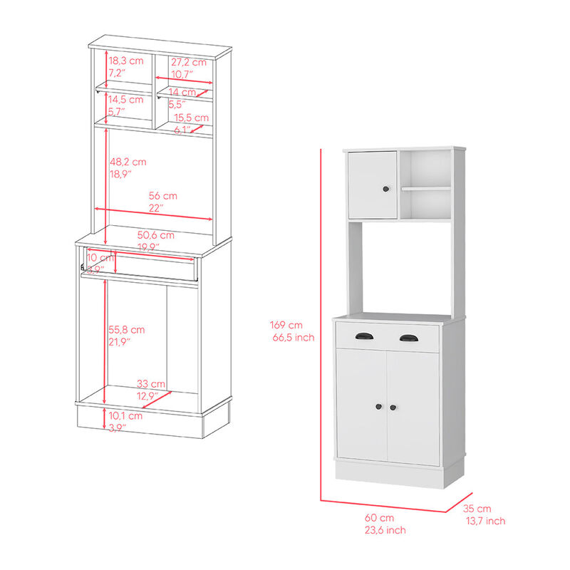 Microwave Storage Stand Arlington, Kitchen, White