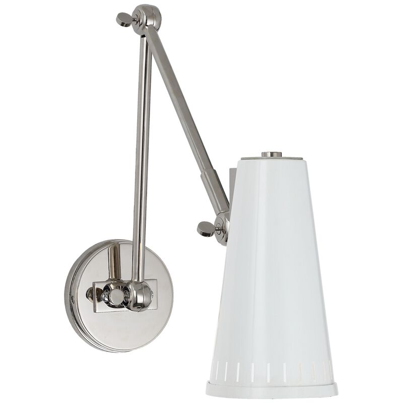 Antonio Adjustable Two Arm Wall Lamp in Polished Nickel