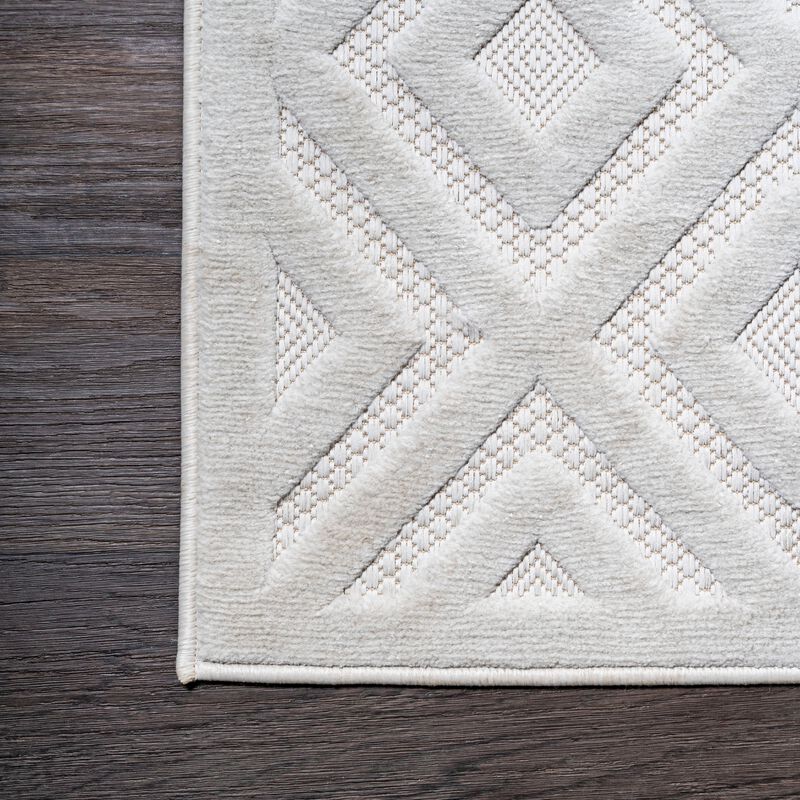 Portmany Neutral Diamond Trellis Indoor/Outdoor Area Rug