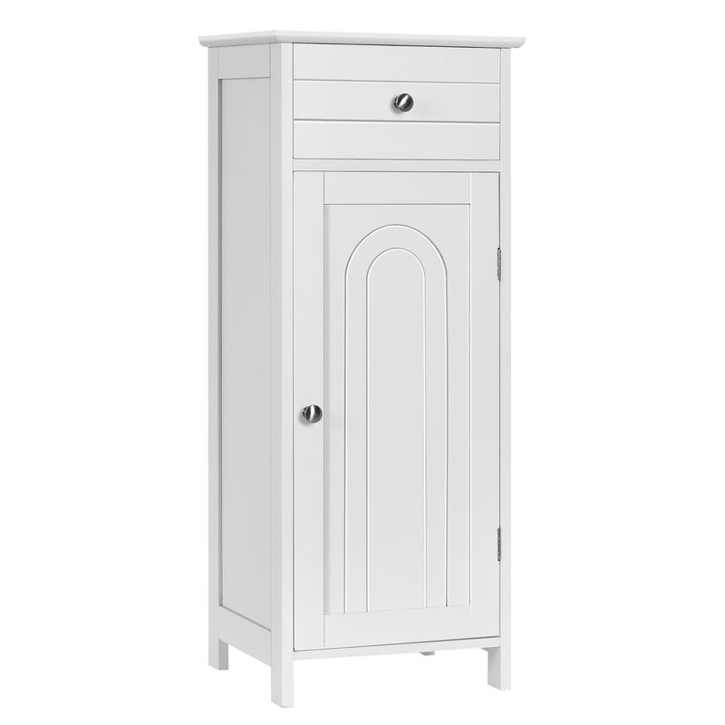 Costway Bathroom Storage Floor Cabinet Organizer Free-Standing w/ Drawer Grey