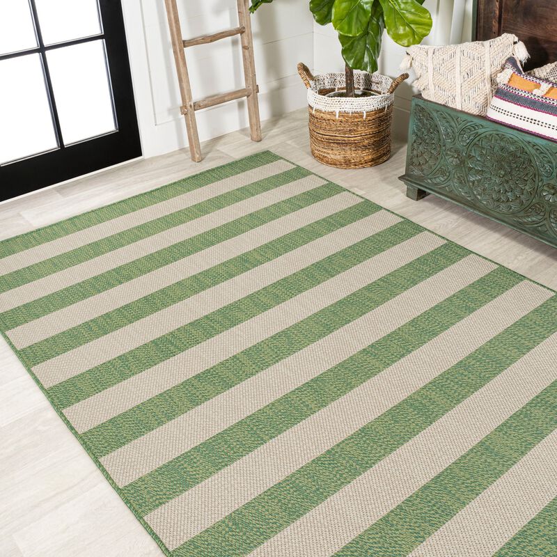 Negril Two Tone Wide Stripe Indoor/Outdoor Area Rug