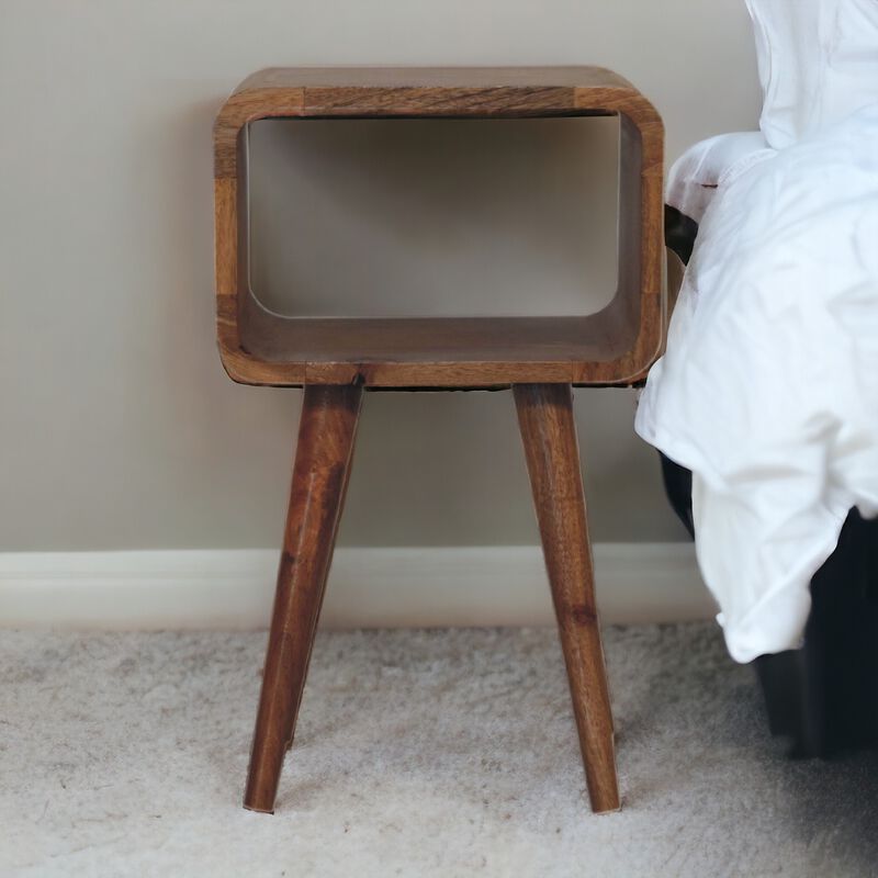 Mini Curved Solid WoodOpen NightStand