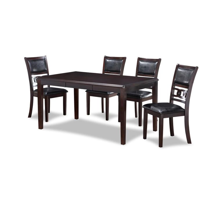 New Classic Furniture Gia 6 Pc Dining Table, 4 Chairs & Bench -Ebony