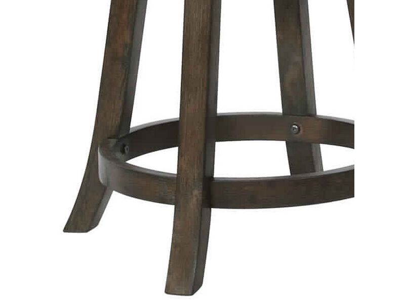 Curved Back Swivel Pub stool with Leatherette Seat,Set of 2, Gray and Brown - Benzara