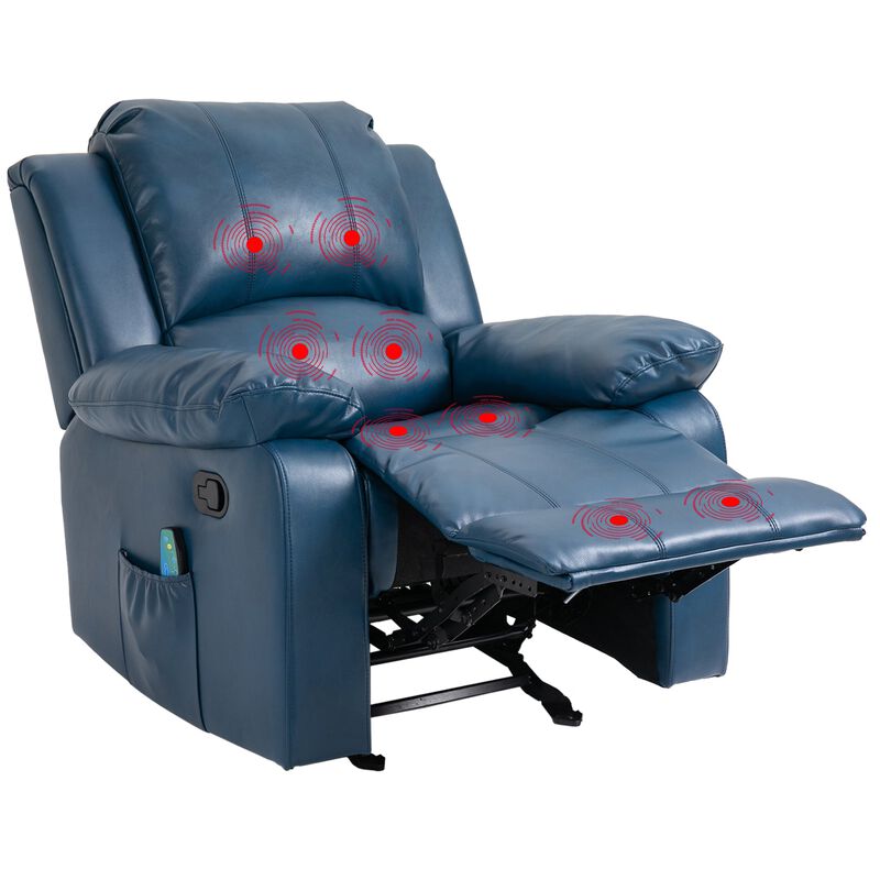 MONDAWE Tall Heavy Duty Faux Leather 8-Point Massage Glider Recliner with Remote Control and Side Pocket