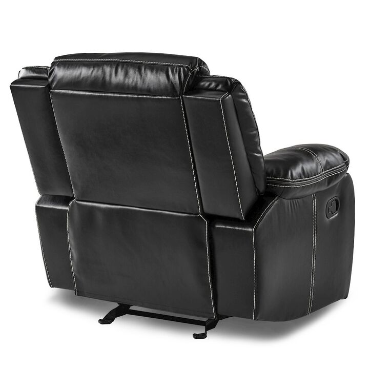 Lexicon Bastrop Faux Leather Glider Reclining Chair In Black Leather