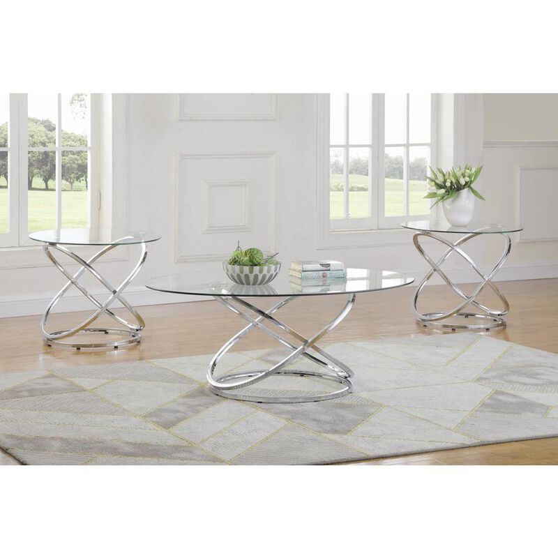 Warren 3-piece Occasional Set Chrome and Clear