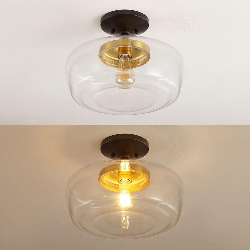 Marfa Glass/Iron Farmhouse Modern LED Flush Mount