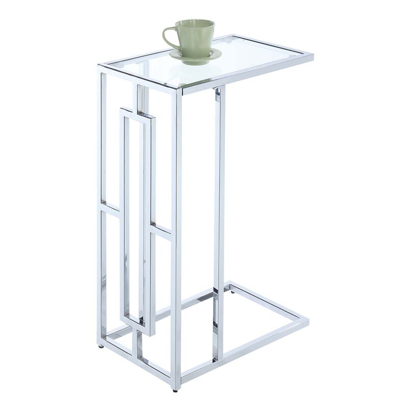 Convenience Concepts Town Square Chrome C Table, Clear Glass / Chrome Frame