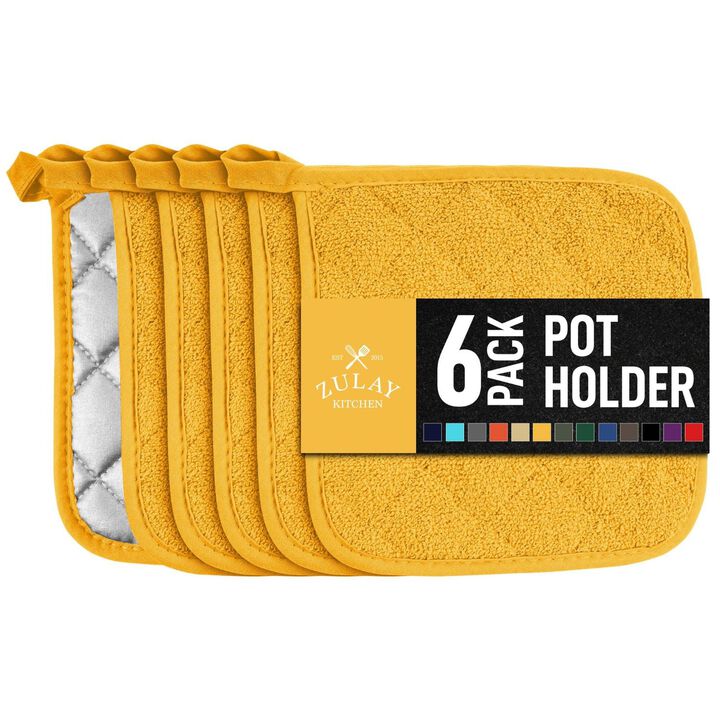 6-Pack Washable Pot Holders for Kitchen Heat Resistant Cotton