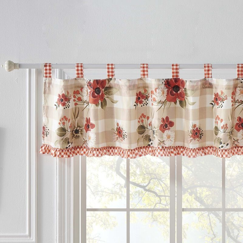 Wheatly Farmhouse Gingham Tab Top Valance 84" x 19" by Greenland Home Fashion