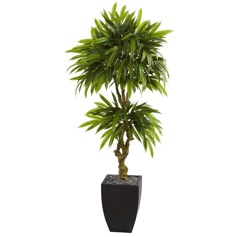 Nearly Natural Mango Tree in Black Planter UV Resistant (Indoor/Outdoor)