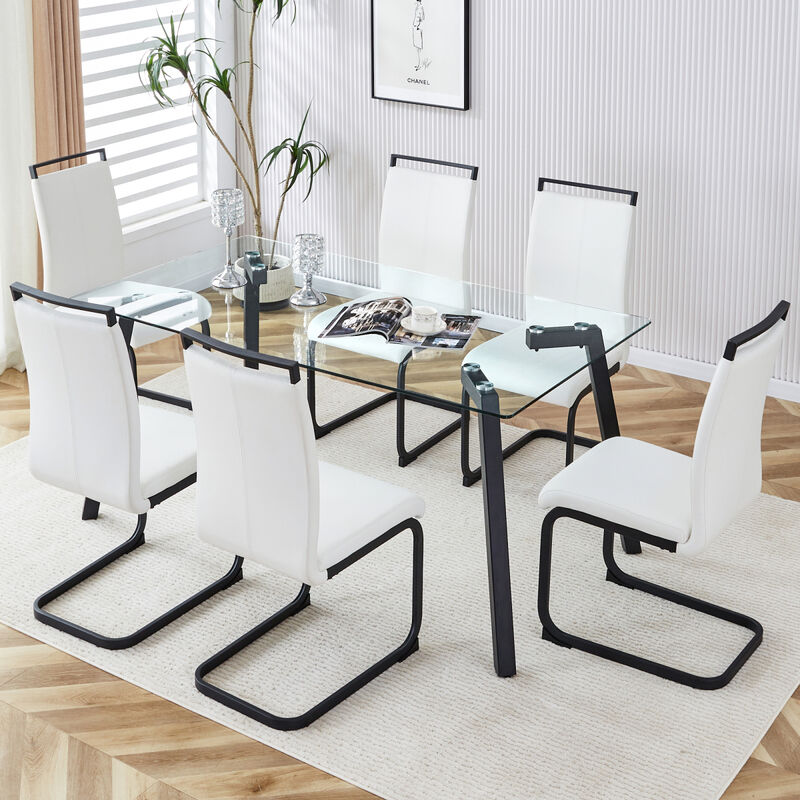 Rectangular Glass Dining Set with 4 Chairs