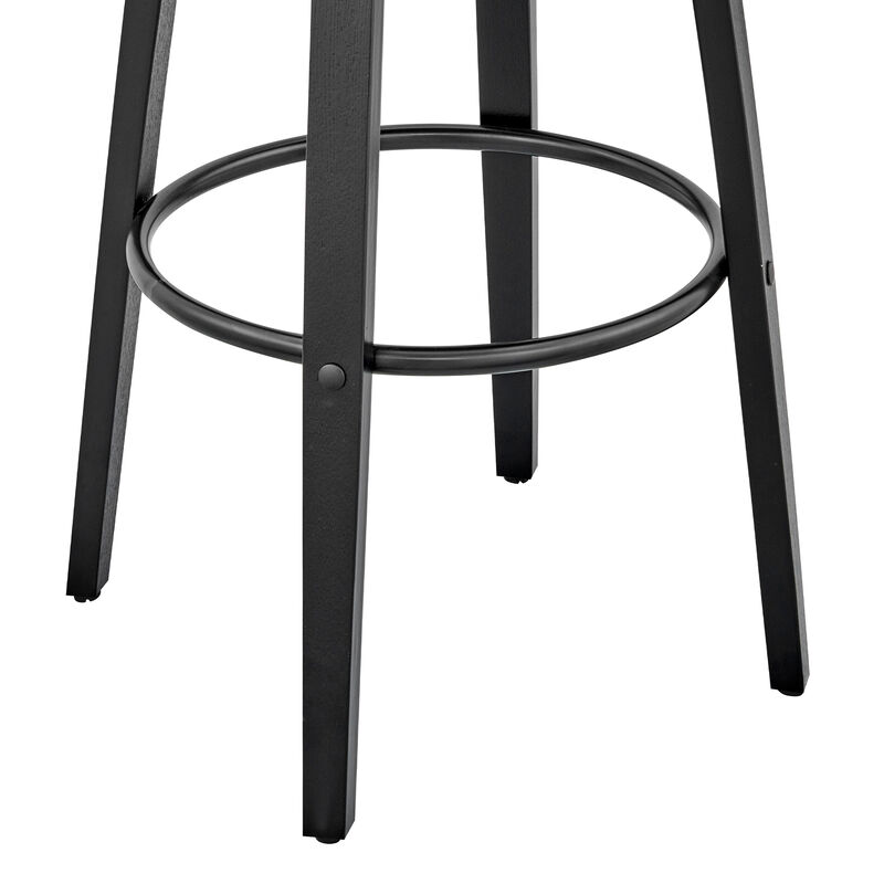 Julius  Gray Faux Leather and Black Wood Bar Stool