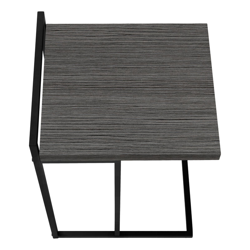 Monarch Specialties I 3634 Accent Table, C-shaped, End, Side, Snack, Living Room, Bedroom, Metal, Laminate, Grey, Black, Contemporary, Modern