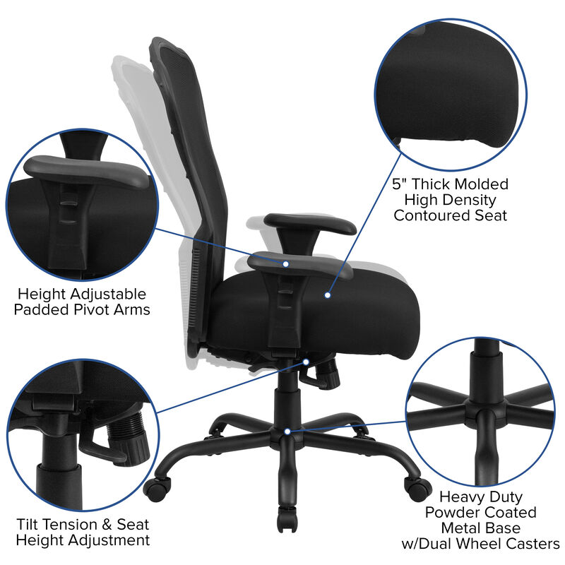 HERCULES Series 24/7 Intensive Use Big & Tall 400 lb. Rated Black Mesh Multifunction Synchro-Tilt Ergonomic Office Chair