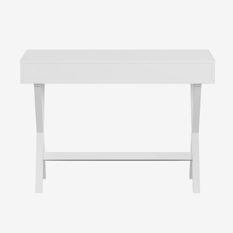 Flash Furniture Dolly Computer Desk - White Writing Desk with Open Storage Compartments - 42" Long Home Office Desk Table for Bedroom