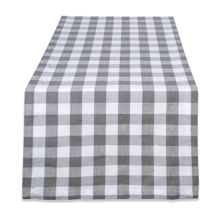 72" Charcoal Gray and White Checkered Rectangular Table Runner