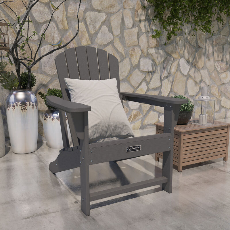 Mondawe Elegant Faux Wood Folding Outdoor Adirondack Chair – Water-Resistant and Easy-Cleaning