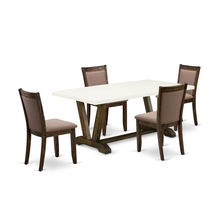 East West Furniture V727MZ748-5 5Pc Dining Set - Rectangular Table and 4 Parson Chairs - Multi-Color Color