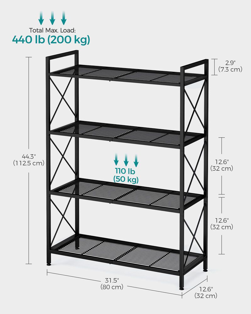 31.5" Wide Storage Rack with X Side Frames Ink Black