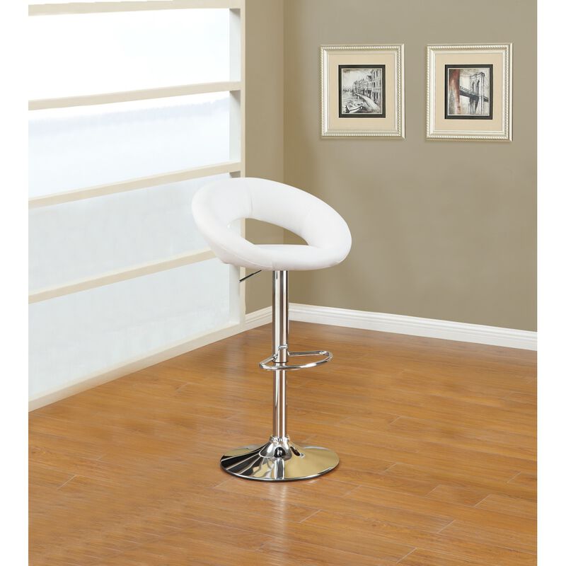 Set of 2 White Faux Leather Adjustable Chairs