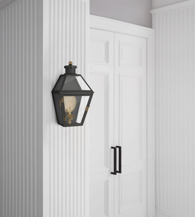 Stratford Small 3/4 Gas Wall Lantern in Matte Black with Clear Glass