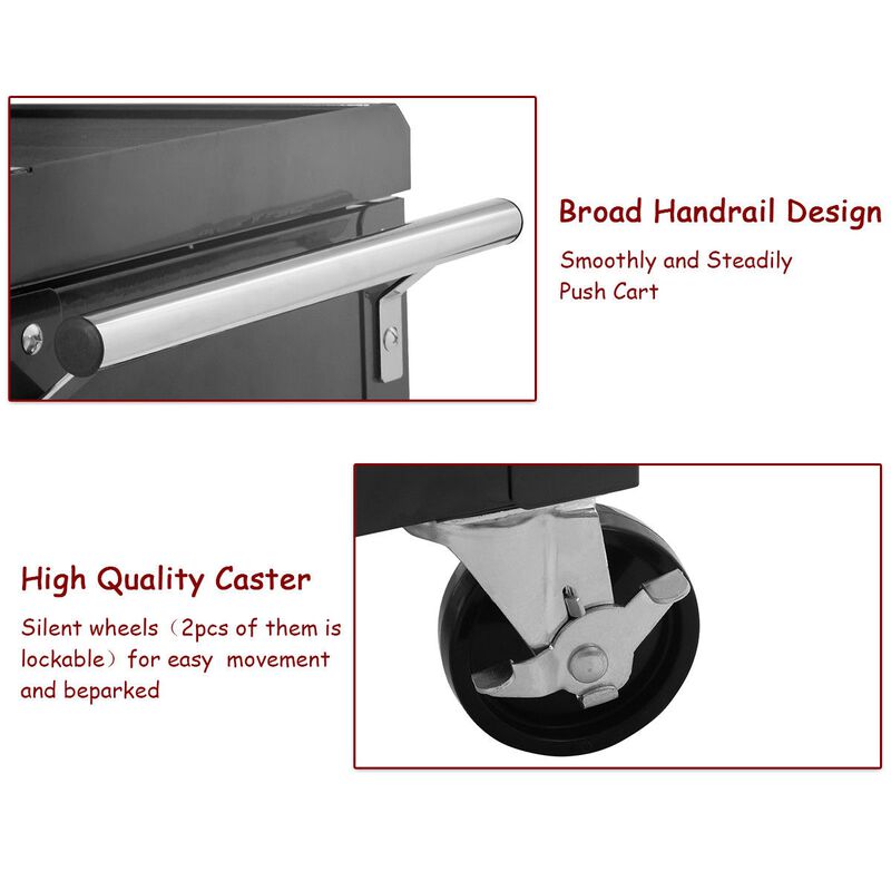 Rolling Mechanics Tool Cart Slide Top Utility Storage Cabinet Organizer 2 Drawers