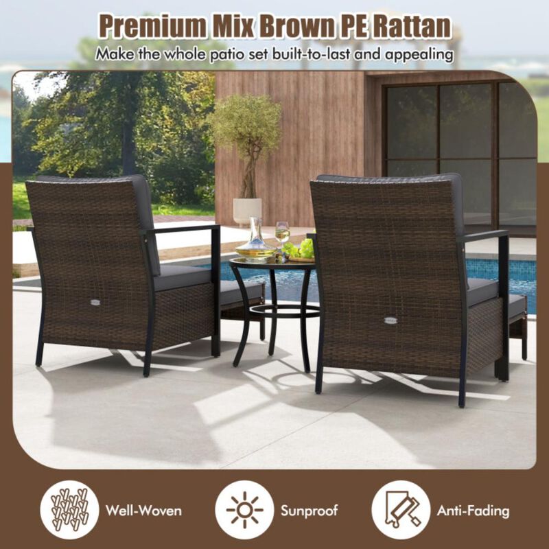 Hivvago 4 Piece Outdoor Furniture Set with Glass Topped Coffee Table