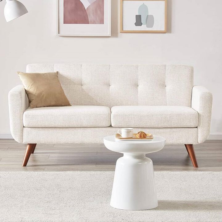 Modern Mid-Century Cotton Polyester Upholstered Sofa Loveseat