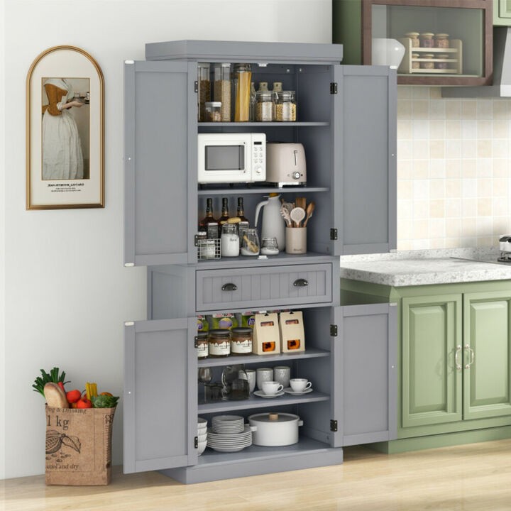 Cupboard Freestanding Kitchen Cabinet with Adjustable Shelves