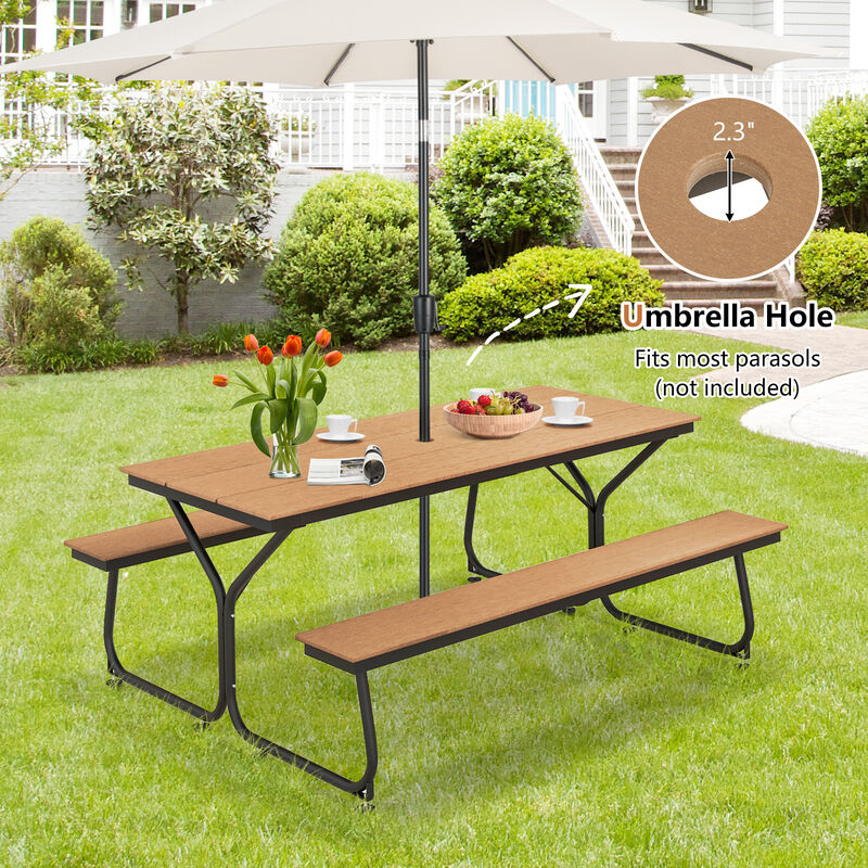 6 Feet Outdoor Picnic Table Bench Set for 6-8 People