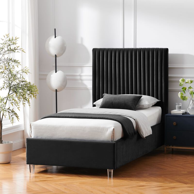 Inspired Home Jaylanie Velvet Platform Bed
