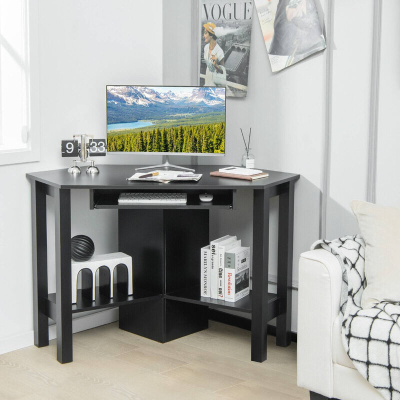 Wooden Study Computer Corner Desk with Drawer-