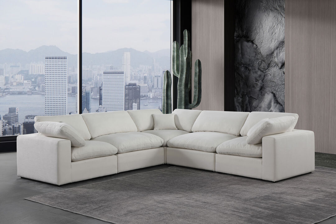 Meridian Furniture Comfy Cream Linen Textured Fabric Modular Sectional