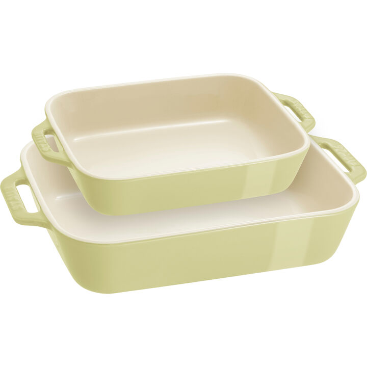 Staub Ceramic 2-pc Rectangular Baking Dish Set - Macaron Pastel Green