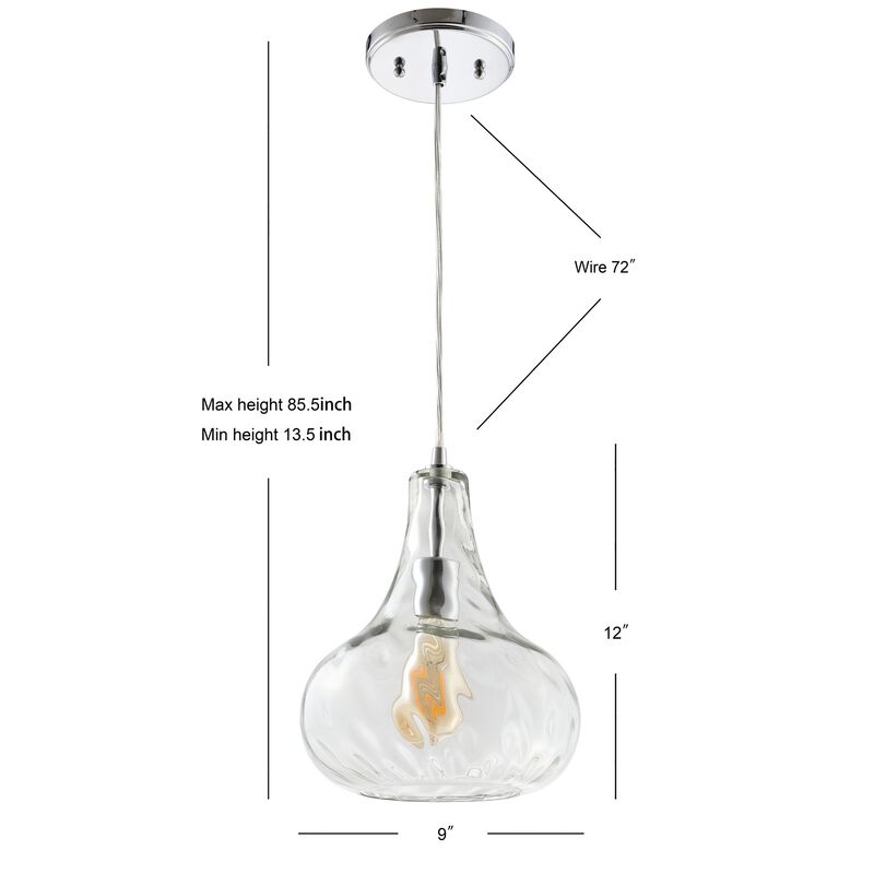 Ferano 9" Adjustable Metal/Glass LED Pendant, Chrome