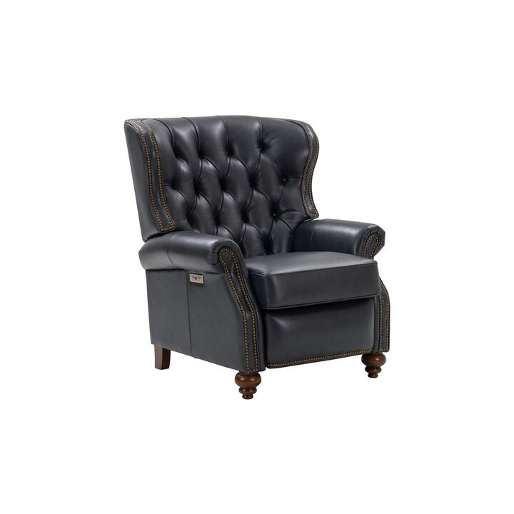 Barcalounger Writer's Chair Power Recliner, Barone Navy Blue / All Leather