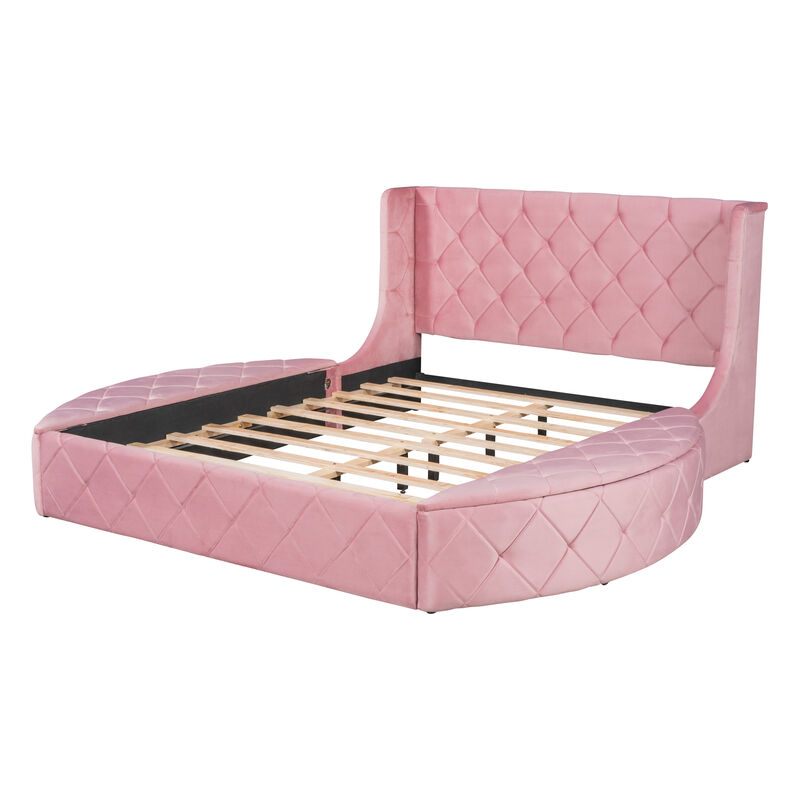 Merax Velvet Upholstered Platform Bed with Storage