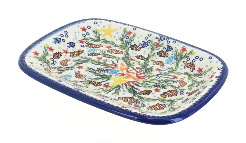 Blue Rose Polish Pottery Atlantis Small Rectangular Serving Platter