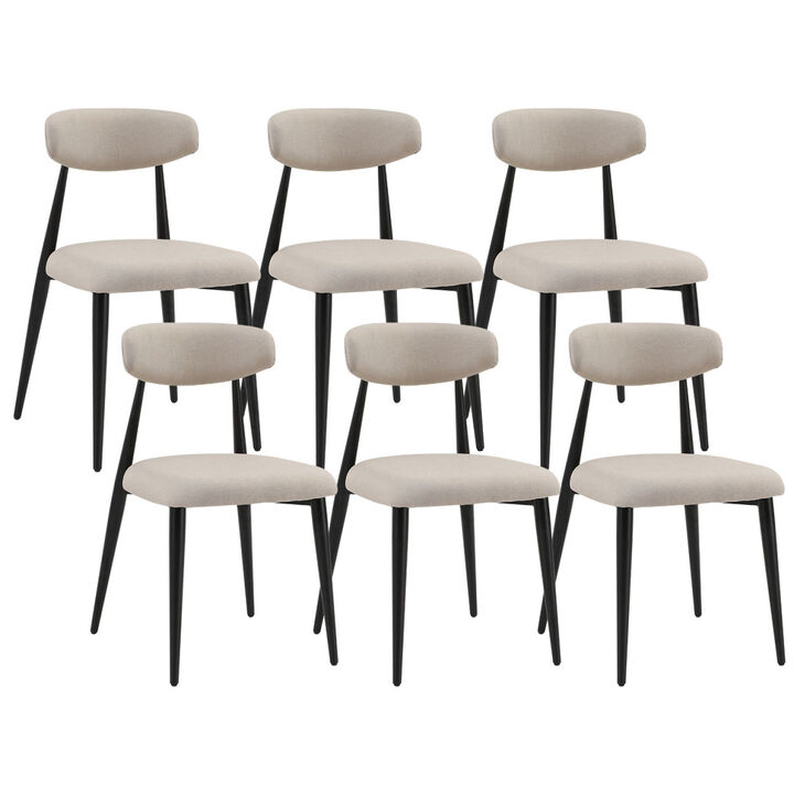 (Set of 6)Dining Chairs, Upholstered Chairs with Metal Legs for Kitchen Dining Room, Light Grey