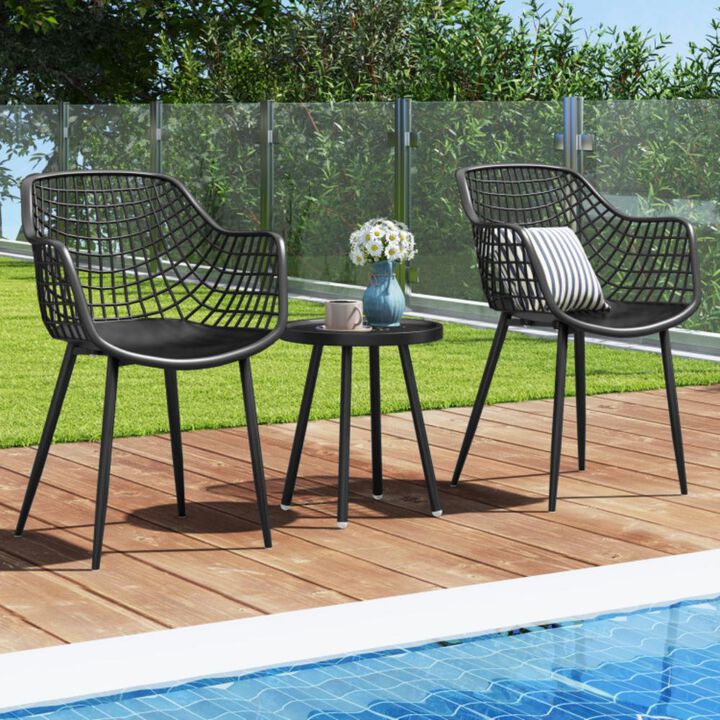 Hivvago 3 Piece Patio Chair Set with PP Seat and Tabletop for Porch