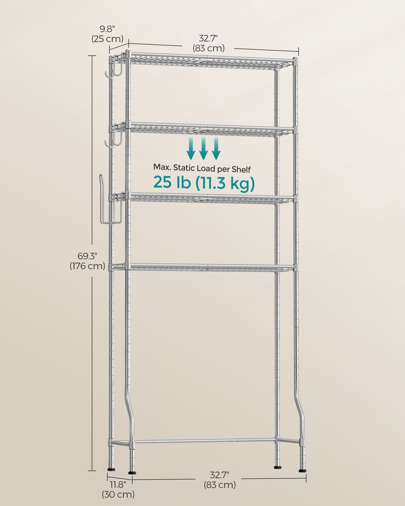 4-Tier Metal Over-the-Toilet Storage Shelf